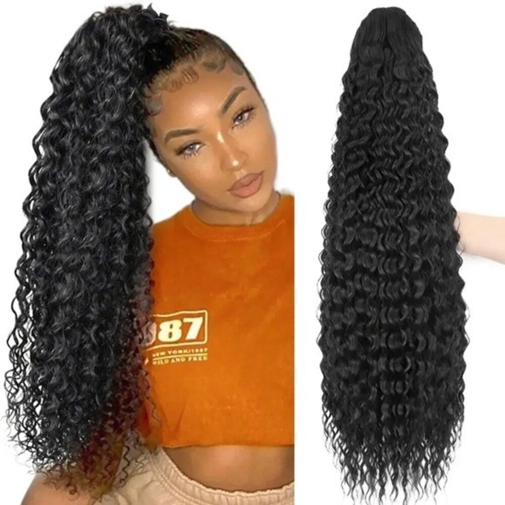 30” Synthetic Kinky Curly Clip On Drawstring Ponytail